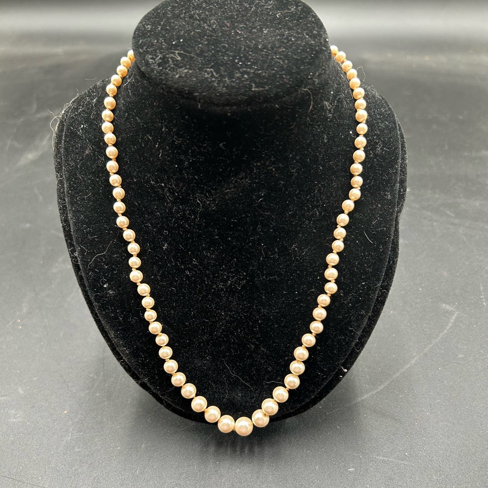 Elegant hand tied faux Pearl Necklace